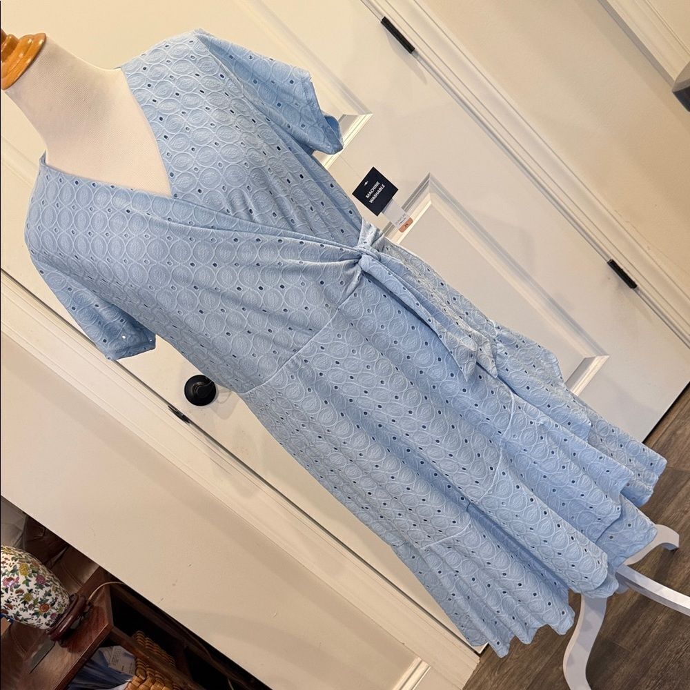 Robbie Bee Sky Blue Eyelet Midi Dress